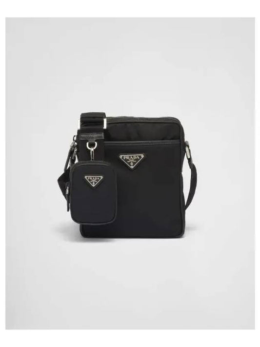 Triangle Logo Re-Nylon Saffiano Leather Cross Bag Black - PRADA - BALAAN 2