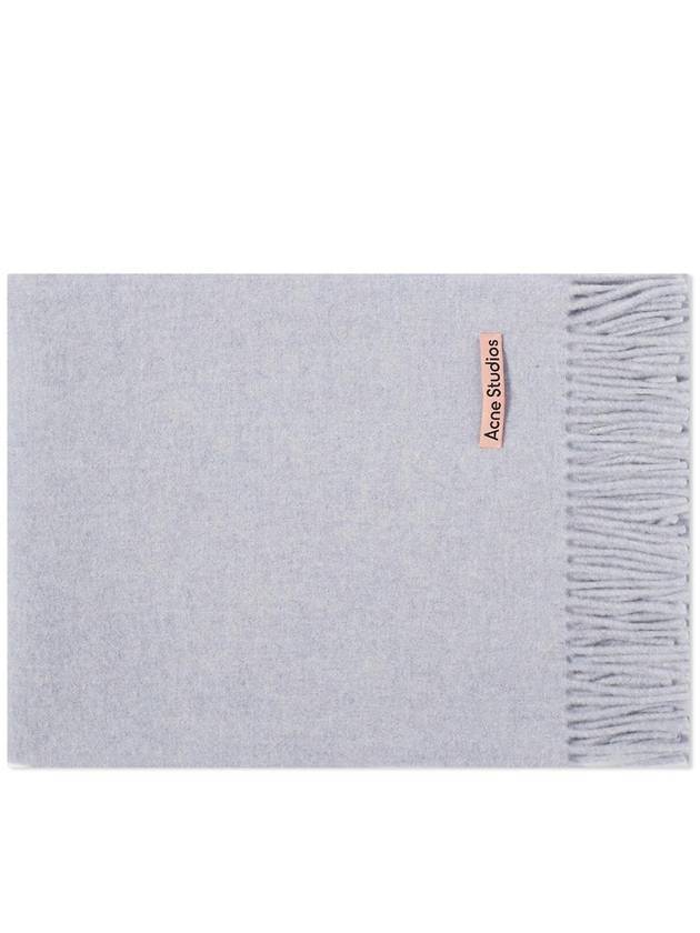 Logo Wool Fringe Scarf Powder Blue Melange - ACNE STUDIOS - BALAAN 1