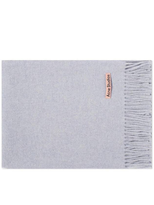 Logo Wool Fringe Scarf Powder Blue Melange - ACNE STUDIOS - BALAAN 1