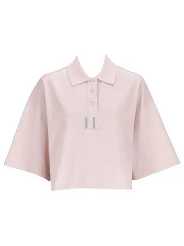 Cropped Cotton Piquet Polo Shirt Pink - BOTTEGA VENETA - BALAAN 2