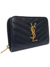 Women s 403723 Monogram Black Leather Compact Zipper Around Half Wallet - SAINT LAURENT - BALAAN 2