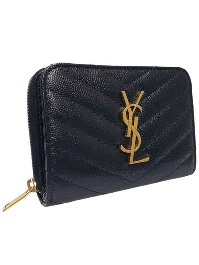 Women s 403723 Monogram Black Leather Compact Zipper Around Half Wallet - SAINT LAURENT - BALAAN 2