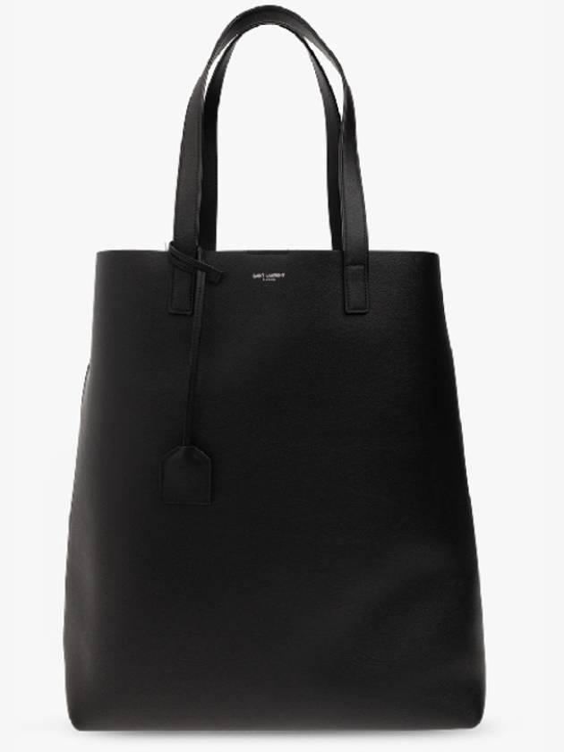 Logo Soft Leather Bold Tote Bag Black - SAINT LAURENT - BALAAN 3