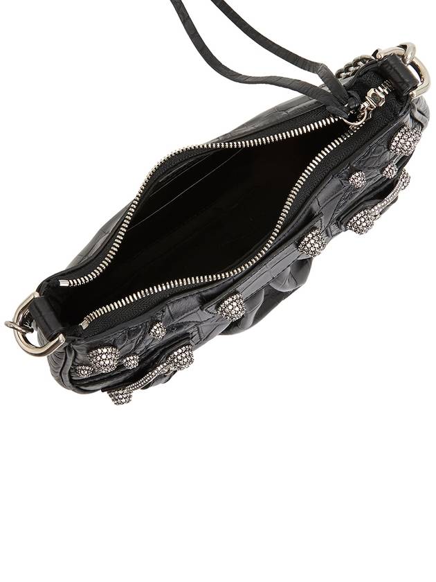 Le Cagol Mini Silver Chain Crocodile Shoulder Bag Black - BALENCIAGA - BALAAN 7