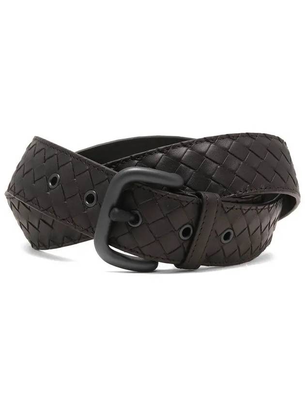 Men's Intrecciato Weaving Leather Belt Brown - BOTTEGA VENETA - BALAAN 3