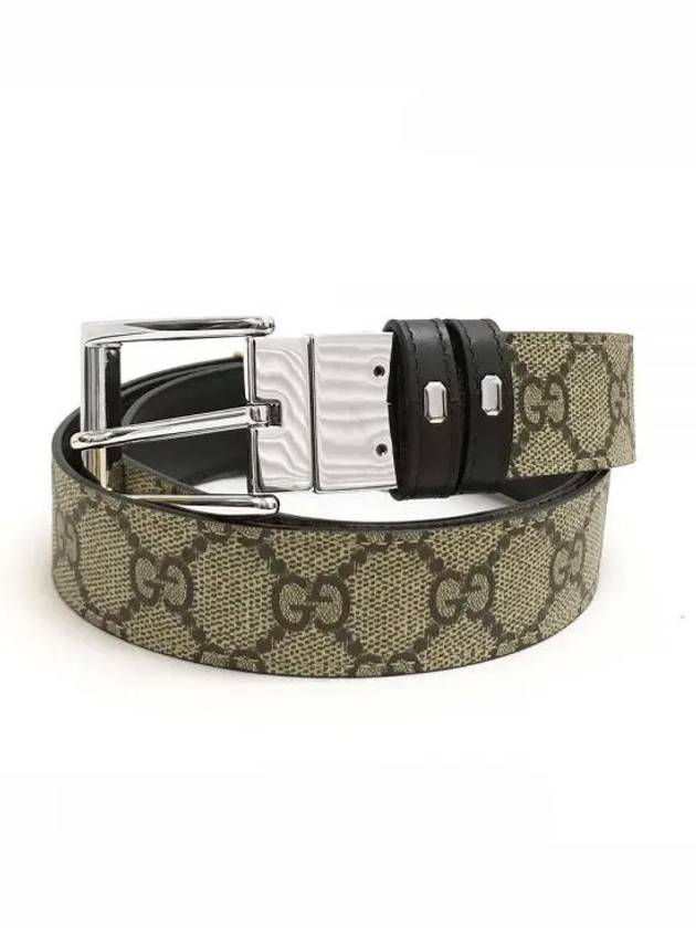 Rectangular Buckle Reversible Leather Belt Beige Brown - GUCCI - BALAAN 2