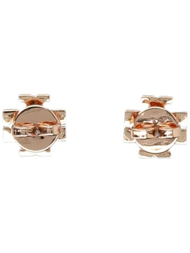 Crystal Logo Stud Earrings Rose Gold - TORY BURCH - BALAAN 3