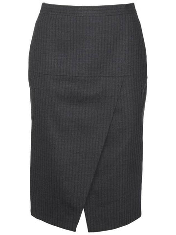 Pinstripe Wool Pencil Skirt Grey - FENDI - BALAAN 1