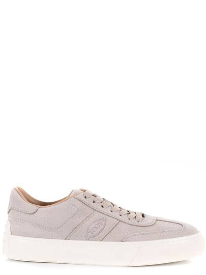 Embossed Logo Grained Leather Low Top Sneakers Light Grey - TOD'S - BALAAN 2