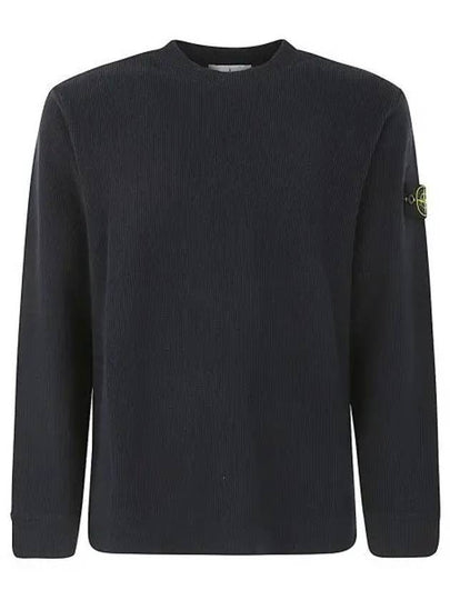 Compass Badge Crew Neck Ribbed Cotton Knit Top Navy - STONE ISLAND - BALAAN 2