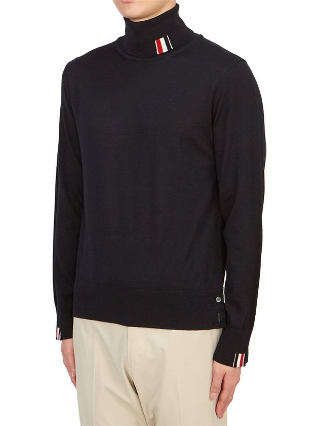 Striped Fine Merino Jersey Turtleneck Navy - THOM BROWNE - BALAAN 3