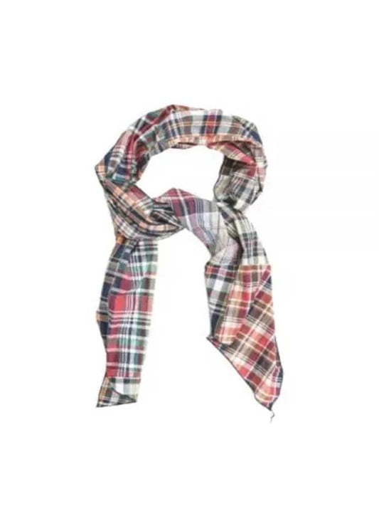 Long Scarf B Navy Square Patchwork Madras 24S1H001OR382SW014 - ENGINEERED GARMENTS - BALAAN 1