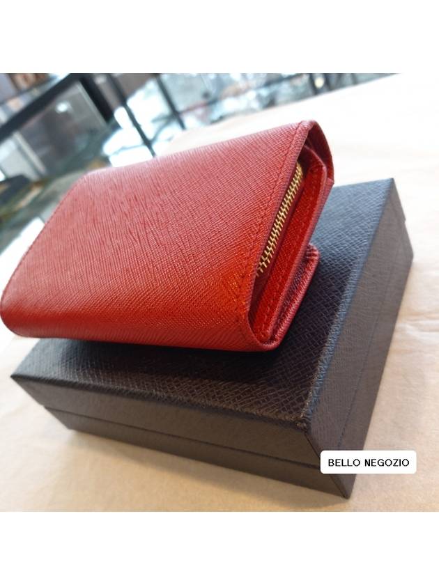 Saffiano Metal Logo Half Wallet Red - PRADA - BALAAN 9