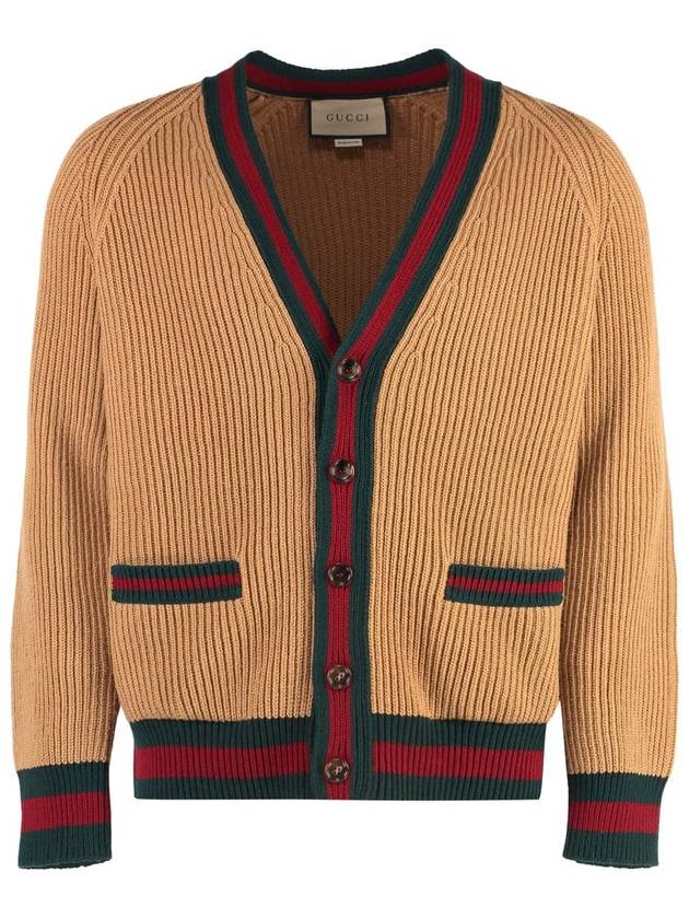 Web Knit Wool Cardigan Camel - GUCCI - BALAAN 2