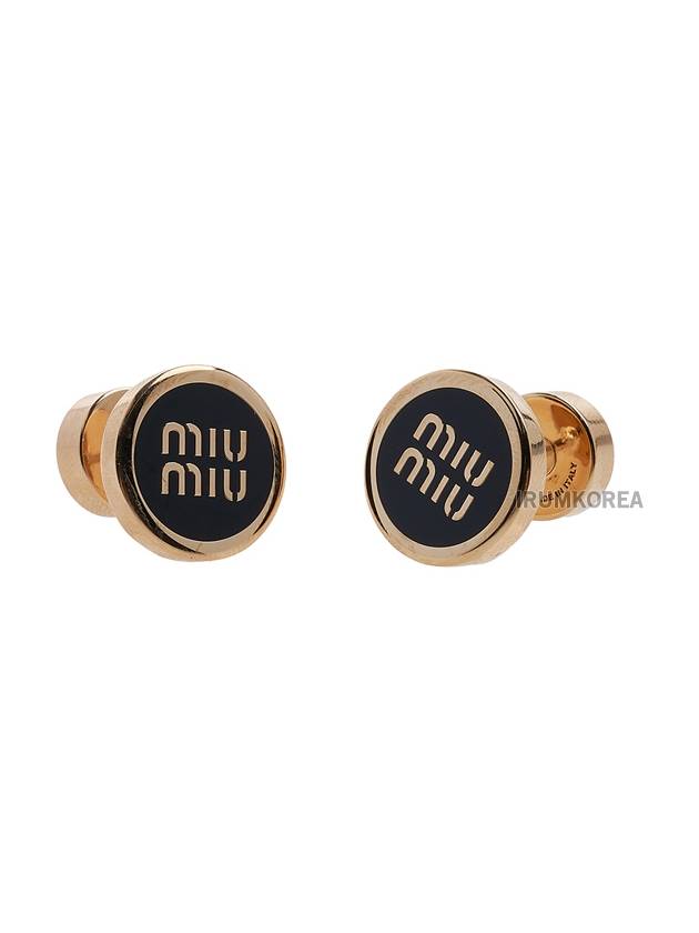 Enameled Metal Earrings Black - MIU MIU - BALAAN 8