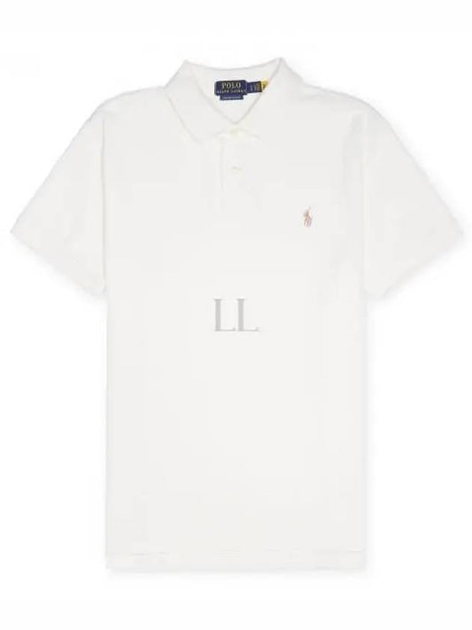 Embroidered Pony Brown Slim Fit Polo Shirt White - POLO RALPH LAUREN - BALAAN 2