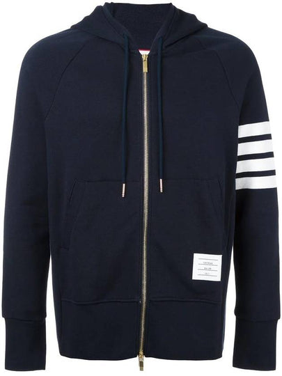 Engineered 4 Bar Diagonal Zip Up Hoodie Navy - THOM BROWNE - BALAAN 2