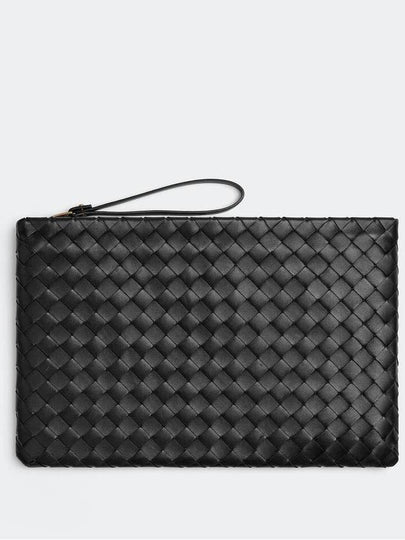 Intrecciato Large Clutch Bag Black - BOTTEGA VENETA - BALAAN 2