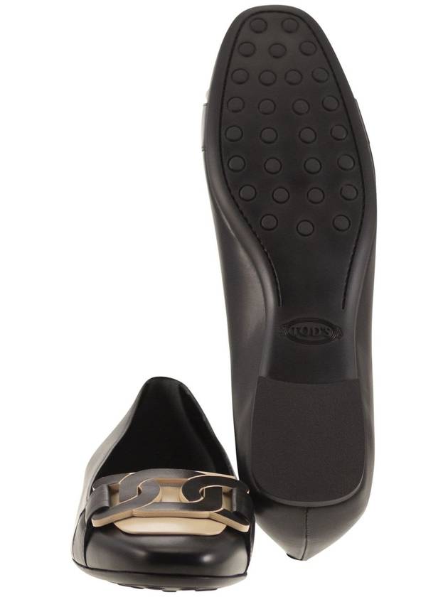 Kate Leather Ballerina Flat Black - TOD'S - BALAAN 6