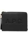 Debossed Logo Leather Clutch Black - A.P.C. - BALAAN 2