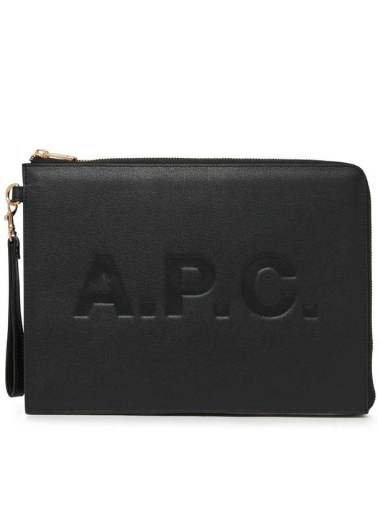 Men s Market Tablet Logo Clutch Bag Black PUABL M63567 - A.P.C. - BALAAN 1