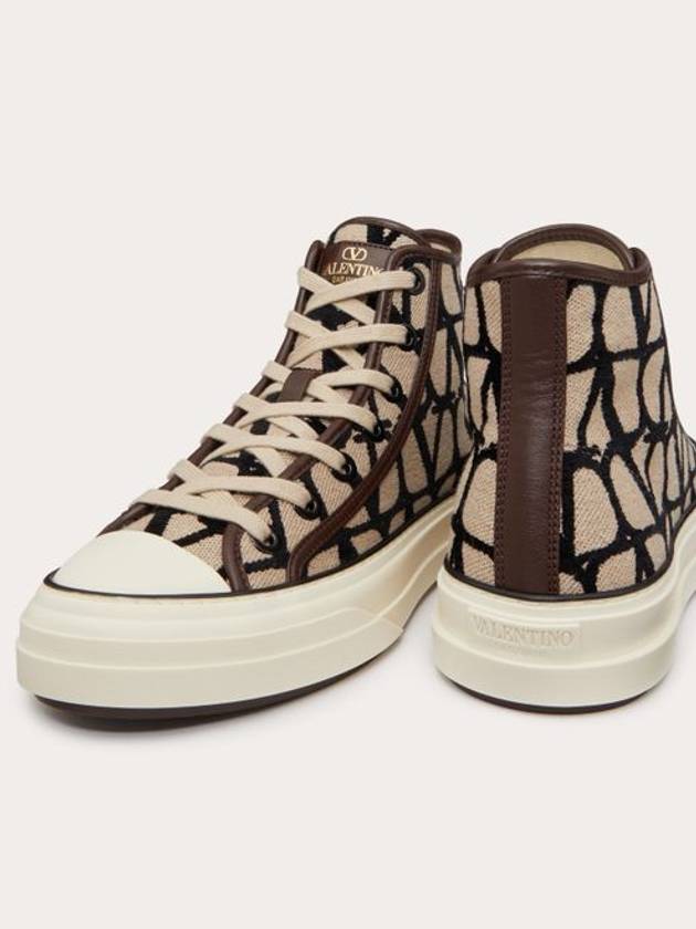 Men's Iconographe Canvas High Top Sneakers Beige - VALENTINO - BALAAN 3