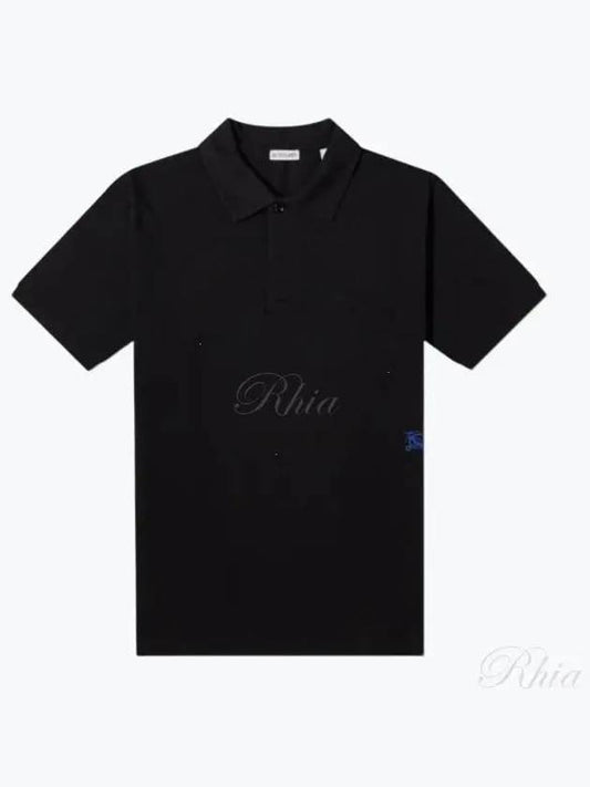 Equestrian Night Cotton Polo Shirt Black - BURBERRY - BALAAN 2