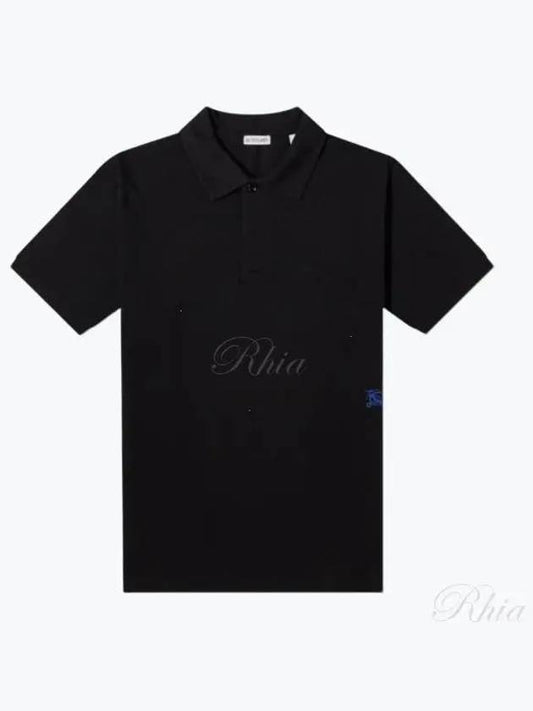 Equestrian Knight Cotton Polo Shirt Black - BURBERRY - BALAAN 2