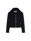 Women's Heavy Twill Wide Collar Zip-Up Jacket Black - GANNI - BALAAN 2