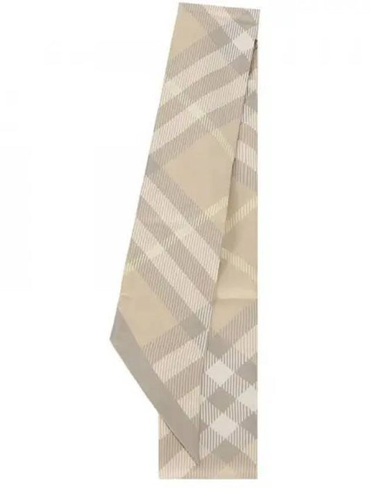 Skinny Check Silk Scarf Flax - BURBERRY - BALAAN 2