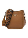 Leather Mini Shoulder Bag Caramel - PRADA - BALAAN 1