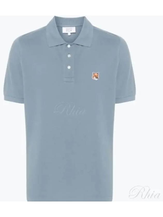 Fox Head Patch Cotton Polo Shirt Blue - MAISON KITSUNE - BALAAN 2