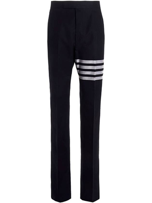 4 Bar Engineered Cotton Straight Pants Navy - THOM BROWNE - BALAAN 2