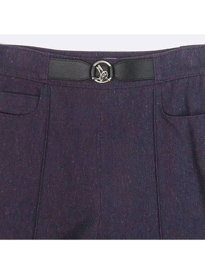 Purple color stitched silver belt decoration women s pants size 34 - HERMES - BALAAN 2