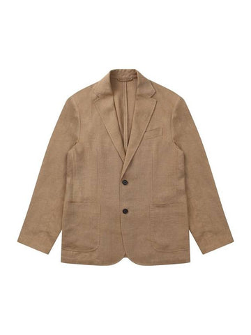 Men's Linen Out Pocket Jacket Light Brown - SOLEW - BALAAN 1