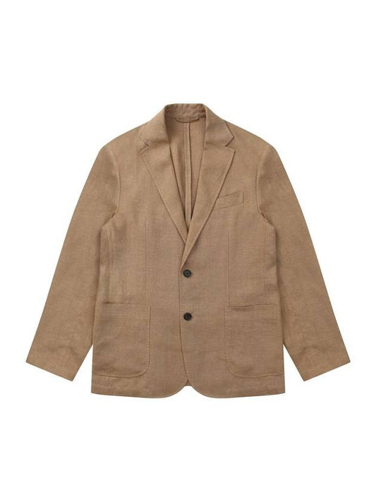 Men's Linen Out Pocket Jacket Light Brown - SOLEW - BALAAN 1