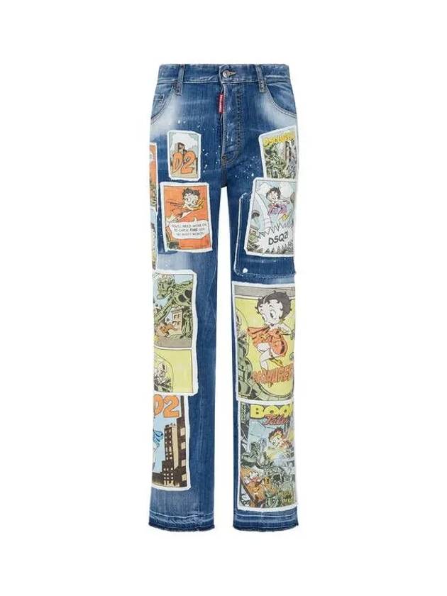 Men s Betty Boop Patch Wide 642 Jean Indigo - DSQUARED2 - BALAAN 1