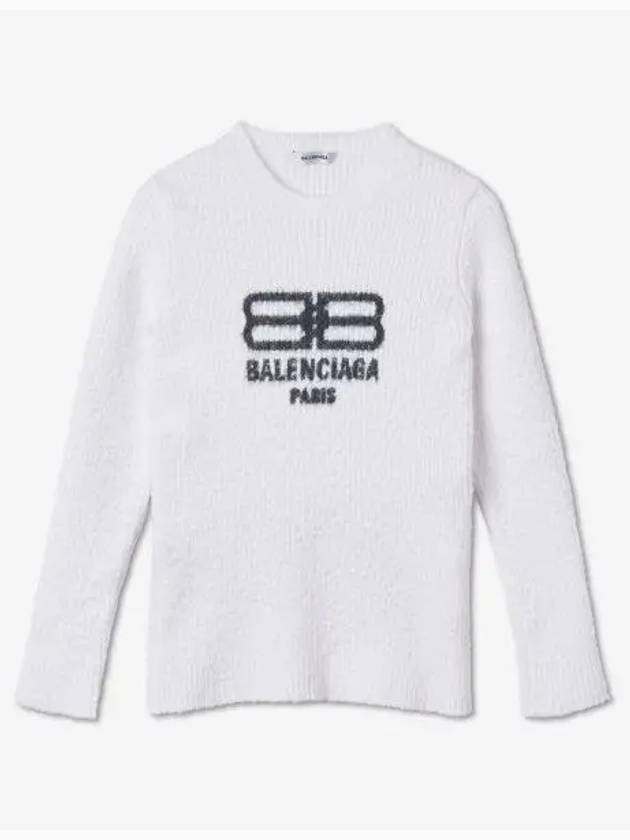 BB logo crew neck knit top white - BALENCIAGA - BALAAN 2