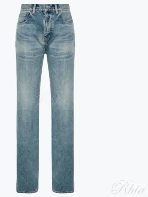 Denim Straight Jeans Blue - SAINT LAURENT - BALAAN 2