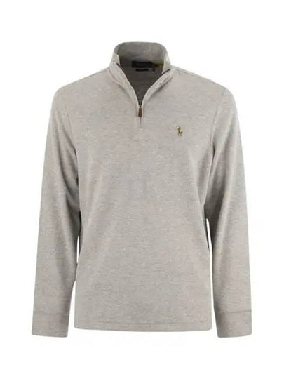 Embroidered Pony Logo Half Zip-Up Knit Top Grey - POLO RALPH LAUREN - BALAAN 2