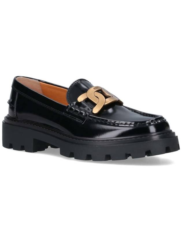 Women's Kate Metal Chain Leather Loafers Black - TOD'S - BALAAN 3