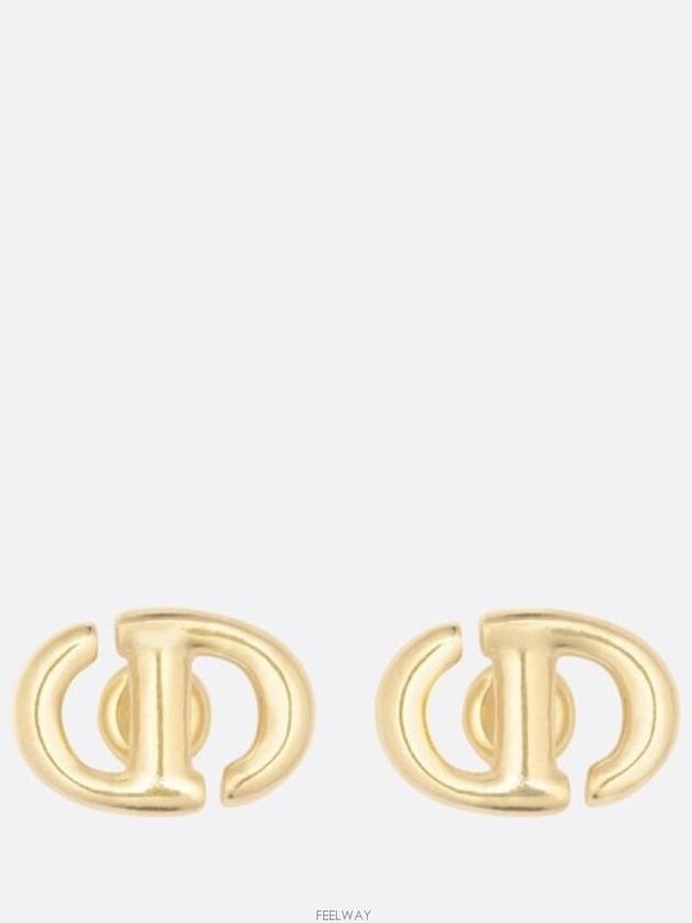 CD Navy Stud Metal Earrings Pink Gold Finish - DIOR - BALAAN 2