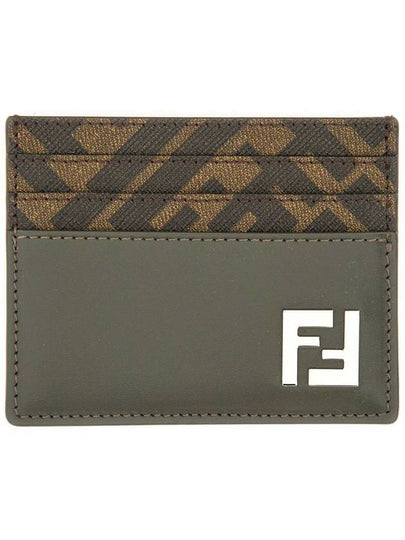 FF Square Leather Card Wallet Grey - FENDI - BALAAN 2