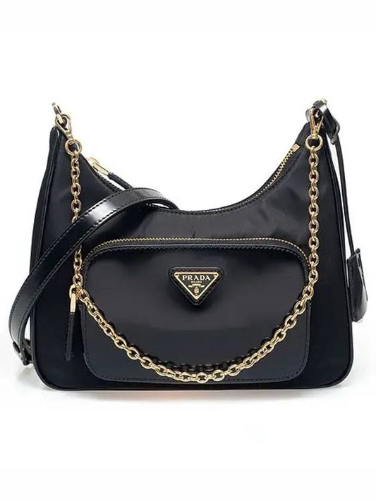 Re-Nylon Brushed Leather Mini Bag Black - PRADA - BALAAN 2