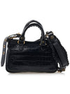 Neo Cagole Small Crocodile Embossed Leather Tote Bag Black - BALENCIAGA - BALAAN 4