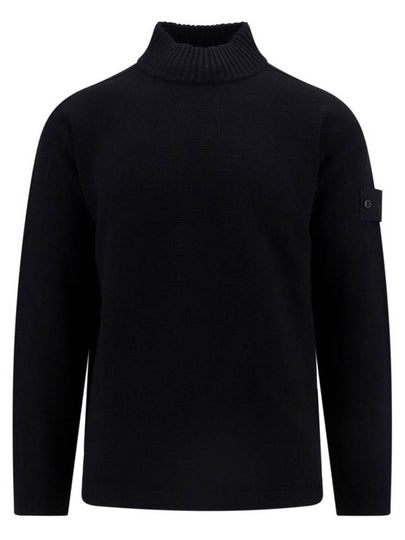 Ghost Piece Mock Neck Virgin Wool Knit Top Black - STONE ISLAND - BALAAN 2