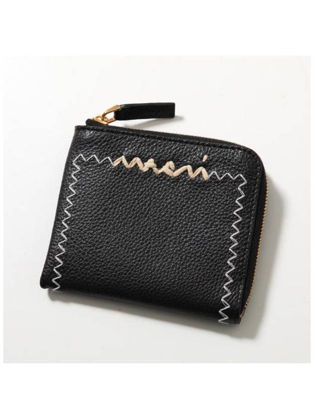 Logo Zip Around Card Wallet Black - MARNI - BALAAN 2