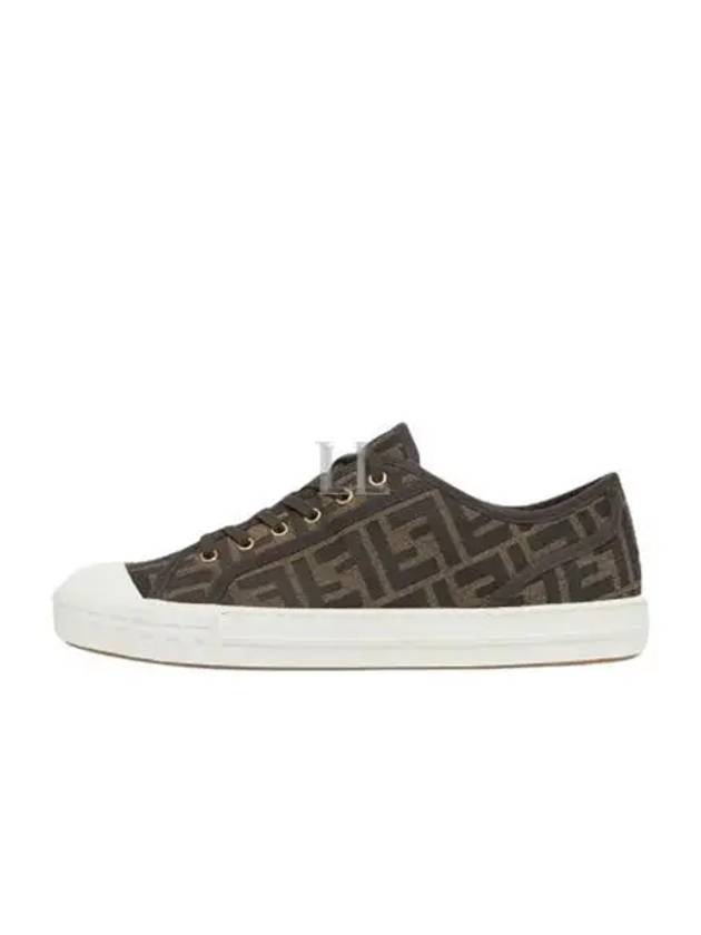 Domino FF Fabric Low Top Sneakers Brown - FENDI - BALAAN 2