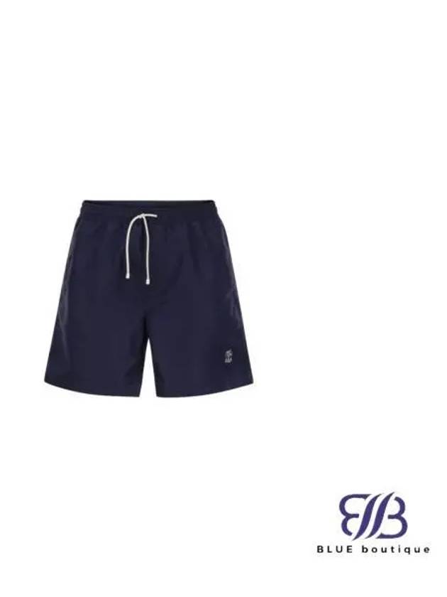 Logo Embroidery Swim Shorts Navy - BRUNELLO CUCINELLI - BALAAN 2