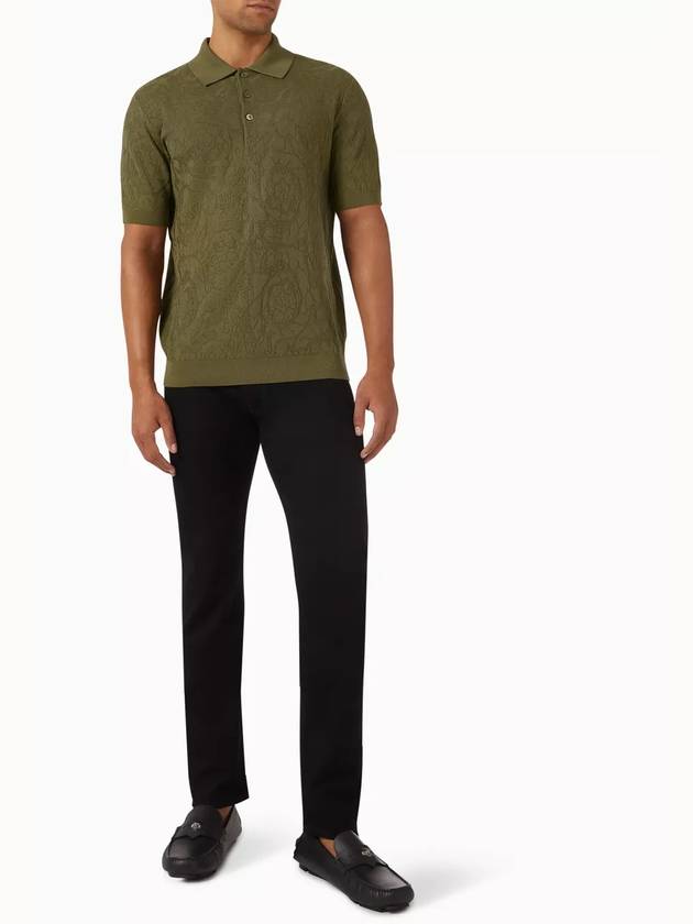 Barocco Knit Polo Shirt Green - VERSACE - BALAAN 3